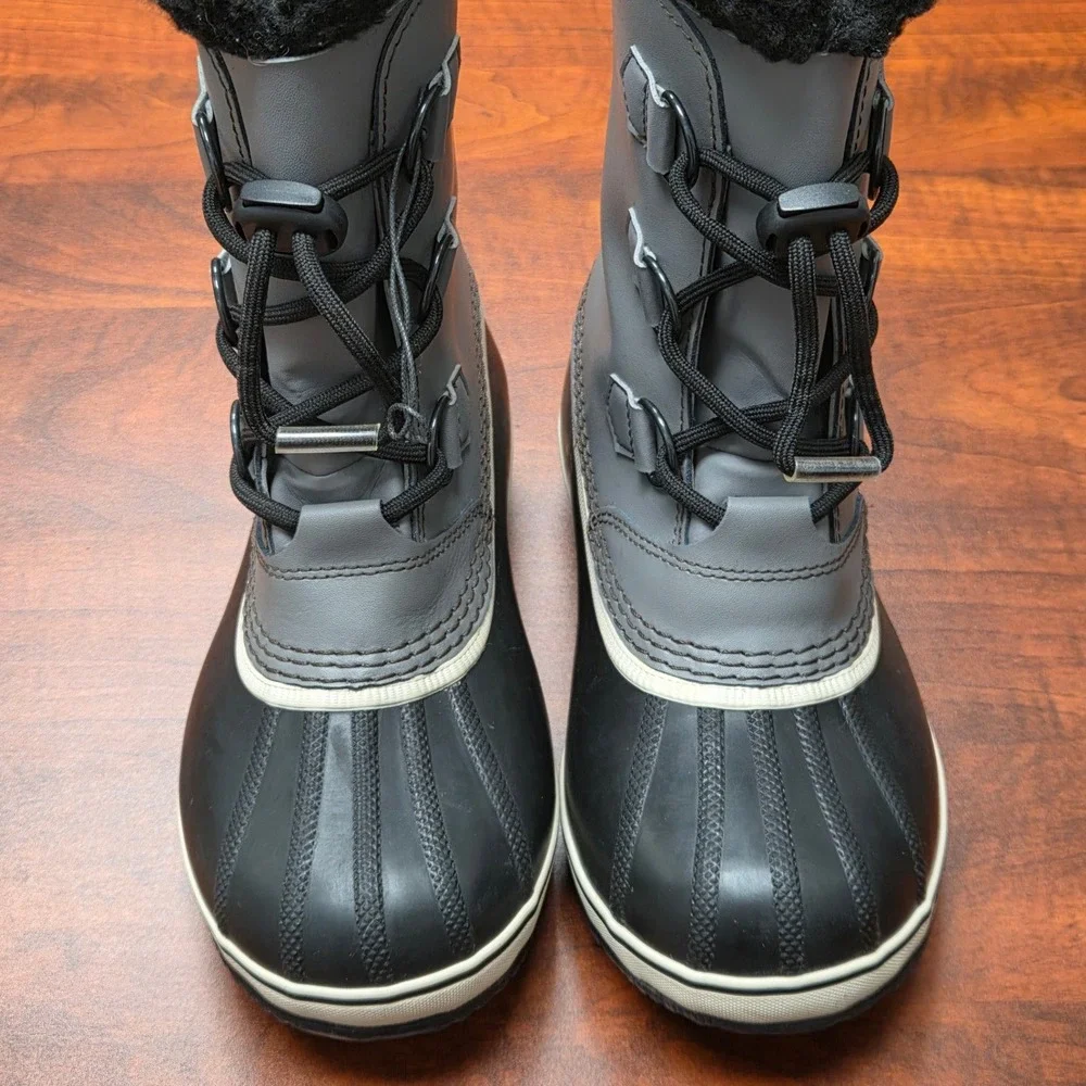 Sorel 1964 Pac Strap Winter Boots Youth 4 Grey Black Waterproof Winter Snow Ski